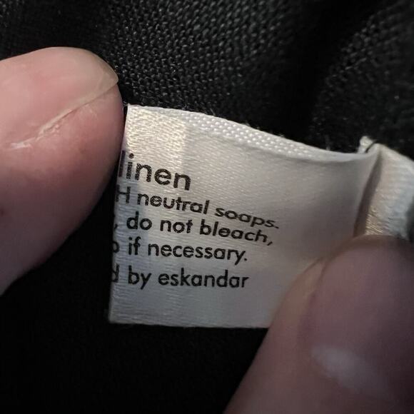 Eskandar Black 100% Linen Lagenlook Pull On Wide Leg Trouser Pants Size 3 - Picture 6 of 6